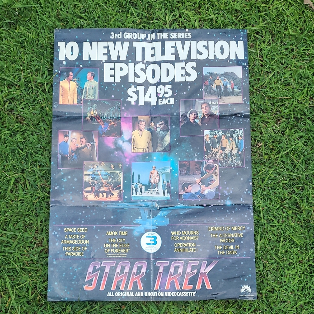 Star Trek Television Episodes Poster From 1980's Era Video Rental Store Display